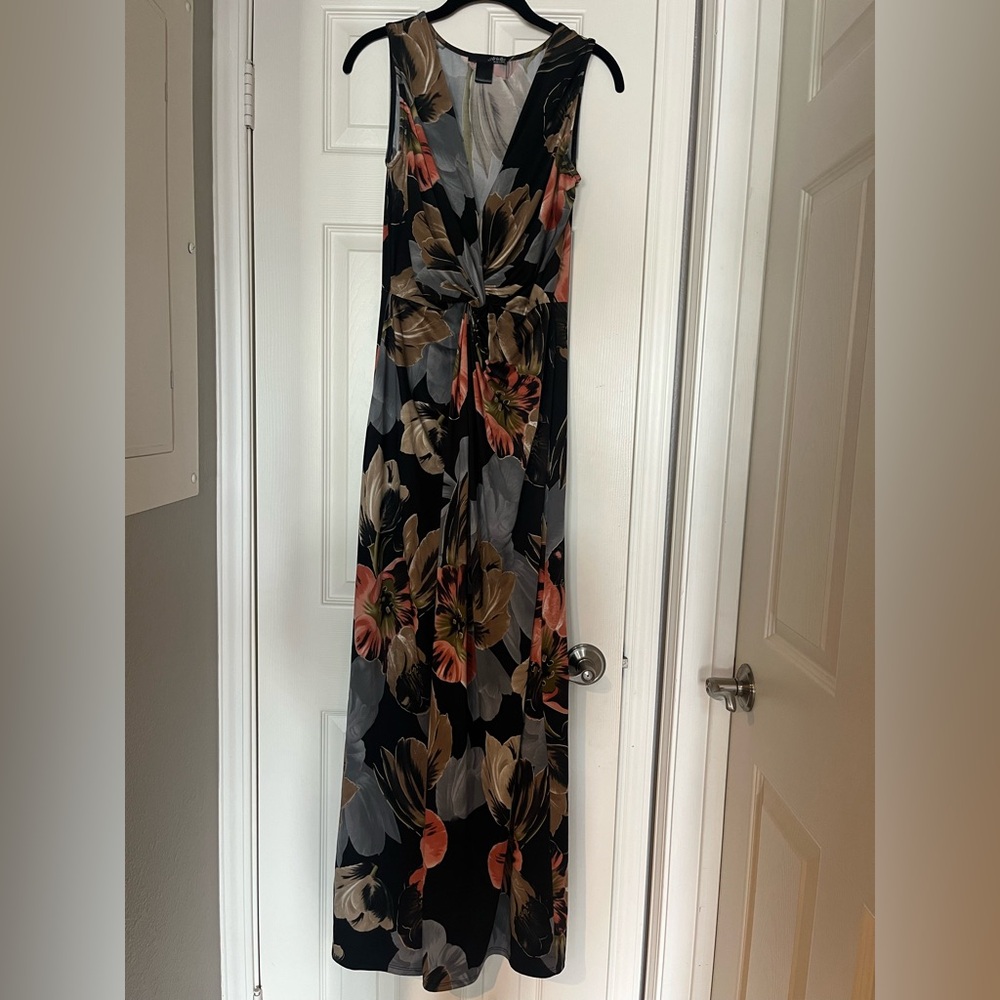 Ariella Black and Orange Floral Maxi Dress